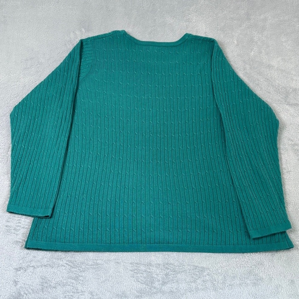 Croft and Barrow Sweater Womens 3X Teal Cable Knit Long Sleeve Classic‎ Casual - Picture 2 of 12
